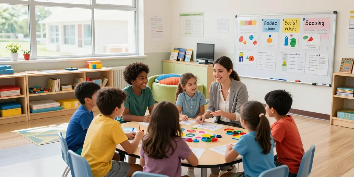 Engaging classroom at a high functioning autism school Burlington with students collaborating and learning in a supportive environment.