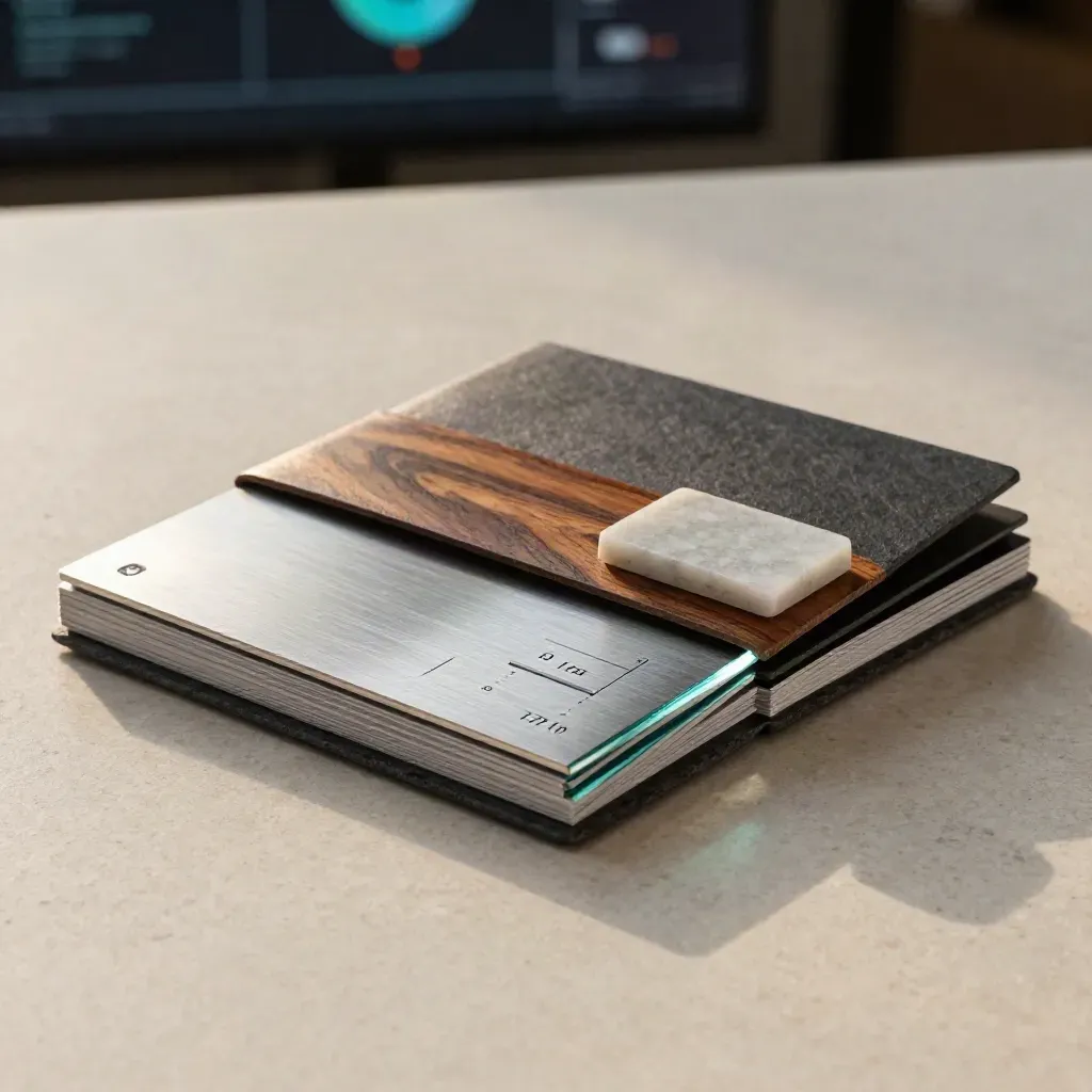 Ontario-edition rank folio with companion modules on travertine, lit in a low three-quarter hero view.